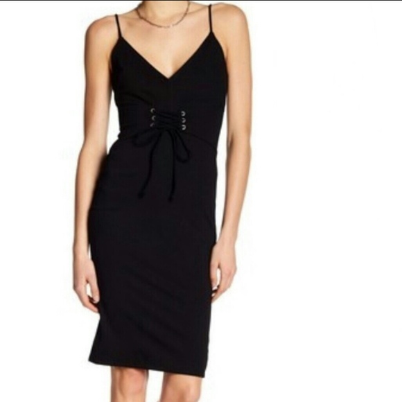 Dee Elly | Waist Lace- up Midi Bodycon Dress - Picture 3 of 6